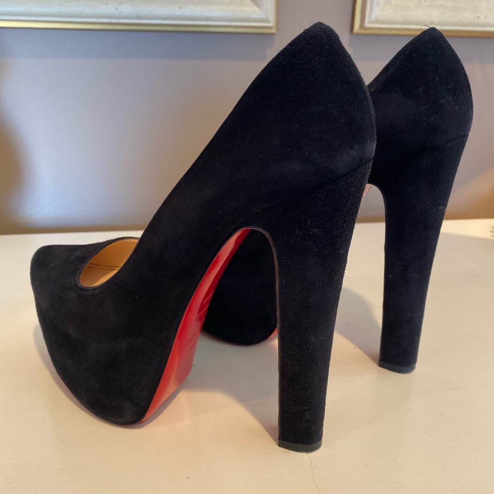 Christian Louboutin Black Suede Daffodile Pumps